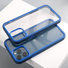 Capa transparente de luxo com duas cores para iPhone 13 12 11 Mini Pro Max 7 8 Plus XS X XR SE2020 Capa de armadura à prova de choque de silicone macio, marinho, para iPhone 7