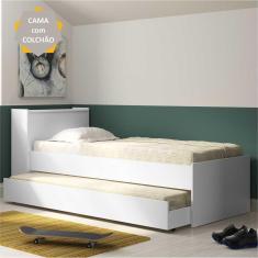 Bicama com Colchão Incluso e Baú Embutido Multimóveis Branca
