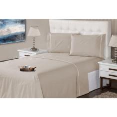 Jogo Lençol 4 Peças Queen 400 Fios Ponto Palito Casa Dona