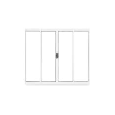 Janela de Correr Abertura Central Exclusiva 4 Folhas Vidro Liso 100x200cm CRV Portas e Janelas Branco