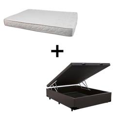 Cama Box Baú Casal 138 Tecido Sintético Marrom Com Colchão Roma Bello Box 100% Espuma D45 Bege 55x138x188
