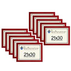Kit 10 Molduras Porta Diploma Certificado A4 21x30 Vermelho