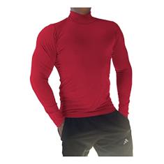 Camiseta Masculina Gola Alta Manga Longa Sjons cor:Vermelho;tamanho:gg