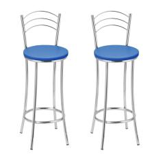 Kit 2 Banquetas Bc26-b A103 Cromada/Azul