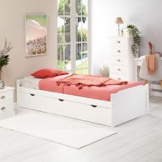 Cama Solteiro Madeira Maciça 3 Gavetas com Estrado Mia