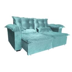 Sofá Retrátil e Reclinável 3 Lugares - Espuma D33 Pillow top - 2,00m - Veludo Importado - Tiffany