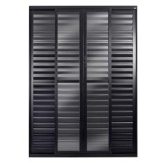 Porta Balcão Central Veneziana 6 folhas Topsul 210x150cm Esquadrisul Preto