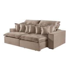 Sofá 4 Lugares Retrátil E Reclinável M-144 Veludo Martins Bege