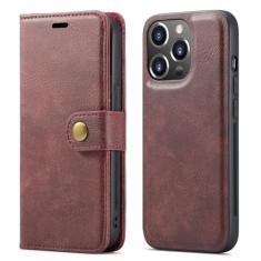 Capa de telefone de couro magnético destacável para iPhone 15 12 13 11 14 Pro Max XS XR X SE 2022 8 7 Plus Capa de suporte de cartão carteira, vermelha, para iPhone 13 Pro