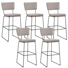 Kit 5 Banquetas Alta Para Cozinha Allana L02 Bege