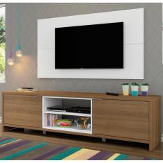 Rack Metz Rustic e Painel para TV Branco Madesa