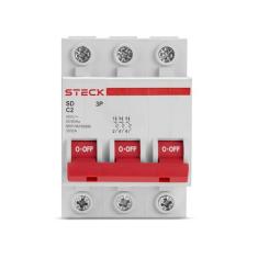 Steck, Disjuntor Termomagnético 3kA, 2A 3P, Curva C, Tripolar, Gelo, SDD63C02