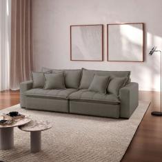 Sofá Cama Jupiter 3 Lugares Retrátil Reclinável 2,30m Boucle com Molas Ensacadas Grafite