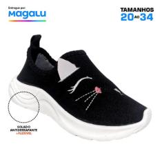 Tênis Calce Fácil Menina Feminino sapato de enfiar opé elástico solado