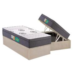 Cama Box Baú Solteiro: Colchão Espuma Polar D33 Pérola Euro Pillow + B