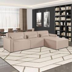 Sofá 3 Lugares com Puff 298cm Linho Lutz Yescasa