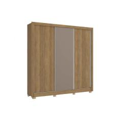 Guarda Roupa Casal 3 Portas De Correr E 2 Gavetas C- Pés Cb03m570 Nogueira-fendi