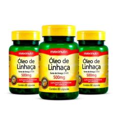 Kit 03 Óleo de Linhaça 60 Capsulas 500mg Maxinutri