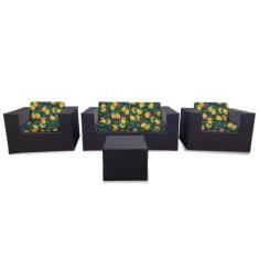 Conjunto Bora Bora Escuro - 1 Sofá 2 Lugares + 2 Poltronas + 1 Mesa de