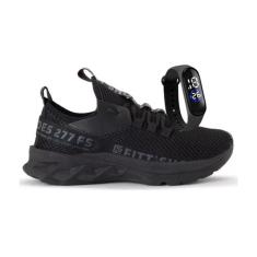 Tênis Masculino Confortável Preto Para Academia De Caminhada - Nog, Pr