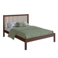 Cama De Casal Lucy De Madeira Maciça Com Lastro Walnut