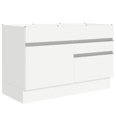 Balcão Gabinete de Pia 120 x 60 cm 1 Porta 2 Gavetas Branco (Sem Tampo) Glamy Madesa