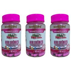 3 Ácido Hialurônico + Peptídeos Colágeno + Biotina + Vit A C E 60 Cápsulas 500mg