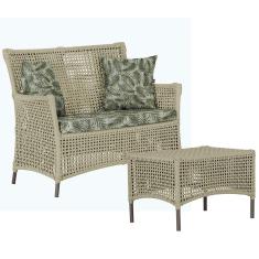 1 Sofá Área e Mesa Igapó Alumínio Pintura Marrom Corda Náutica Estofado Impermeável Almofada 5 Trama