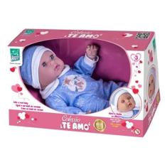Boneca Mini Coleção Te Amo Bebê Menino Abre e Fecha os Olhos Super Toys - 576