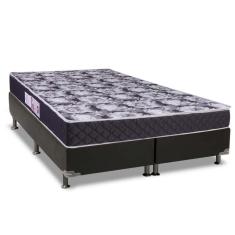 Cama Box Queen: Colchão Espuma D33 Luckspuma Supreme + Base Crc Suede Black(158x198)