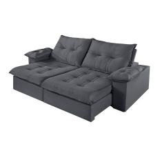 Sofá 5 Lugares Retrátil E Reclinável Martins M-183 Veludo Grafite