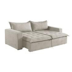 Sofá Cama 4 Lugares Retrátil Reclinável M-184 Veludo Martins Creme