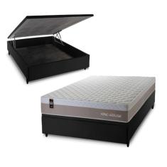 Conjunto Box Baú Preto Sheffield Bege 138x188x72 c/ Molas Ensacadas