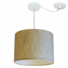 Lustre Pendente Cilíndrico Com Desvio de Centro Vivare Md-4227 Cúpula em Tecido 40x30cm - Bivolt