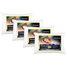 Travesseiro Viscoelástico Visco Slim Kit c/ 4 Un (38x58) - Ortobom