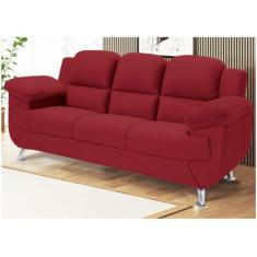 Sofá 3 Lugares Suede Spazium Linoforte, Vermelho, 3