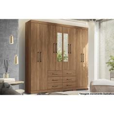 Guarda Roupa Casal Liverpool 9 Portas de Abrir 6 Gavetas MDF-MDP Jatoba Santos Andirá