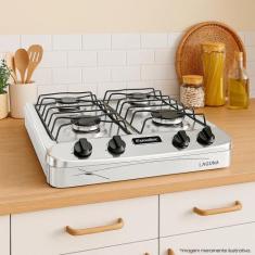 Fogão Portátil Laguna 4 Bocas Acendimento Manual Esmaltec, Branco