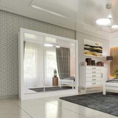 Guarda Roupa Casal 3 Portas Espelhadas Master Espresso Móveis Branco