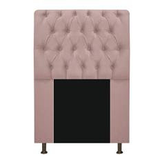 Cabeceira Estofada Lady 90 cm Solteiro Com Capitonê Suede Rosê - ADJ Decor