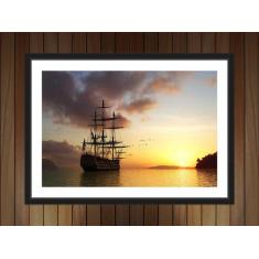 Quadro Decorativo Navio Embarcação Decorações Com Moldura - Vital Quad