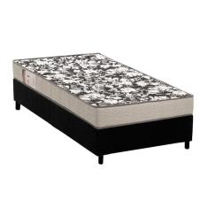 Cama Box Solteiro: Colchão Espuma Ortobom Physical Ultra Resistente + Base Crc Suede Black(88X188)