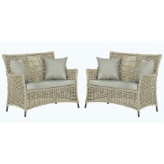 2 Sofás área Externa Igapó Alumínio Marrom Corda Náutica E3 Rami