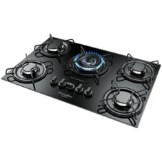Cooktop a Gás 5 Bocas Tripla Chama Esmaltec Gourmet Bivolt Preto