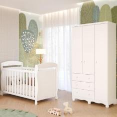 Quarto Bebê Completo Berço Americano Marquesa 3em1 Guarda Roupas 3 Por