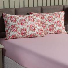 Jogo de Lençol Casal 3 Peças com Elástico Cama 180 Fios Estampado - En