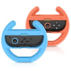 Switch Steering Wheels for Nintendo Switch 2 JoyCons, Racing Wheels for Nintendo Mario Kart World/8 Deluxe, Switch Wheel Grip for 2025 Switch 2 Joy-Con Controllers Accessories-Blue and Orange (2 Pack)