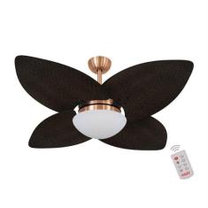 Ventilador de Teto Dormamu Cobre 4 Pás Palmae Tabaco 127V com Controle