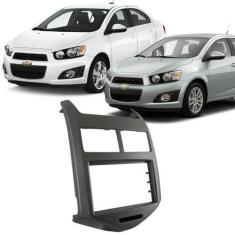 Moldura 2 Din Sonic Hatch Sedan 2012 à 2015 Cinza Grafite Painel Centr