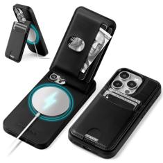 SkyEagle Capa carteira compatível com iPhone 15 Pro com suporte para cartão de crédito 【Compatível com Magsafe】 Mulheres Homens 【Bloqueio RFID】 Capa protetora de couro PU adequada para Apple 15 Pro,